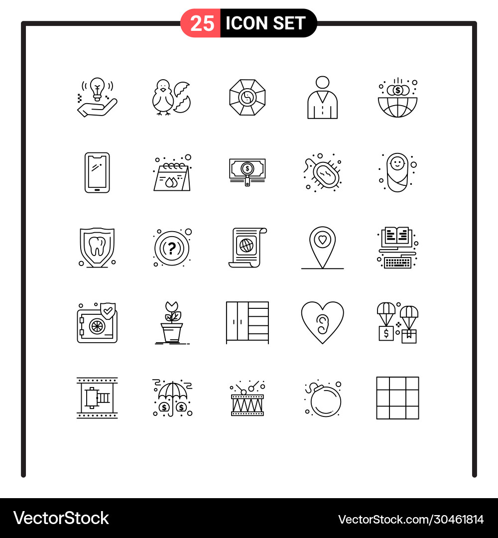 User interface pack 25 basic lines vector image