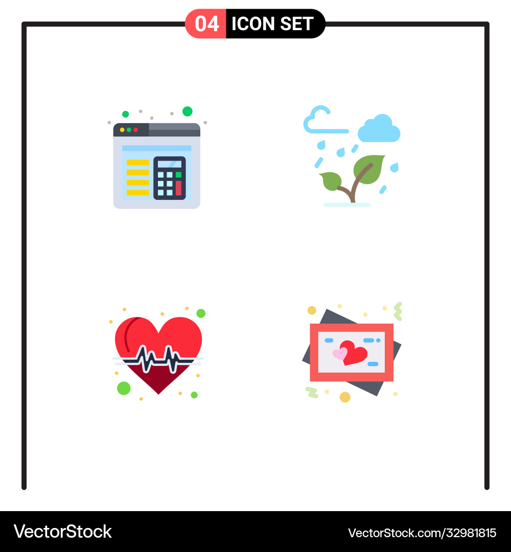 4 universal flat icons set for web and mobile Vector Image