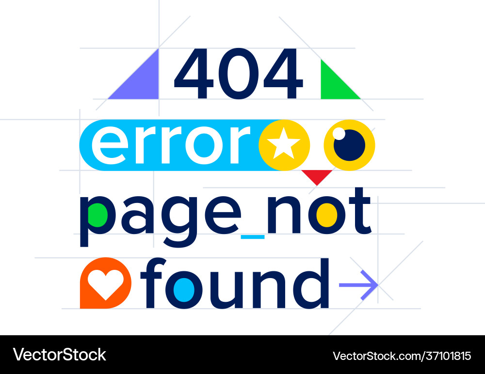 404 error page not found color website template 404 error page not found color website template vector image