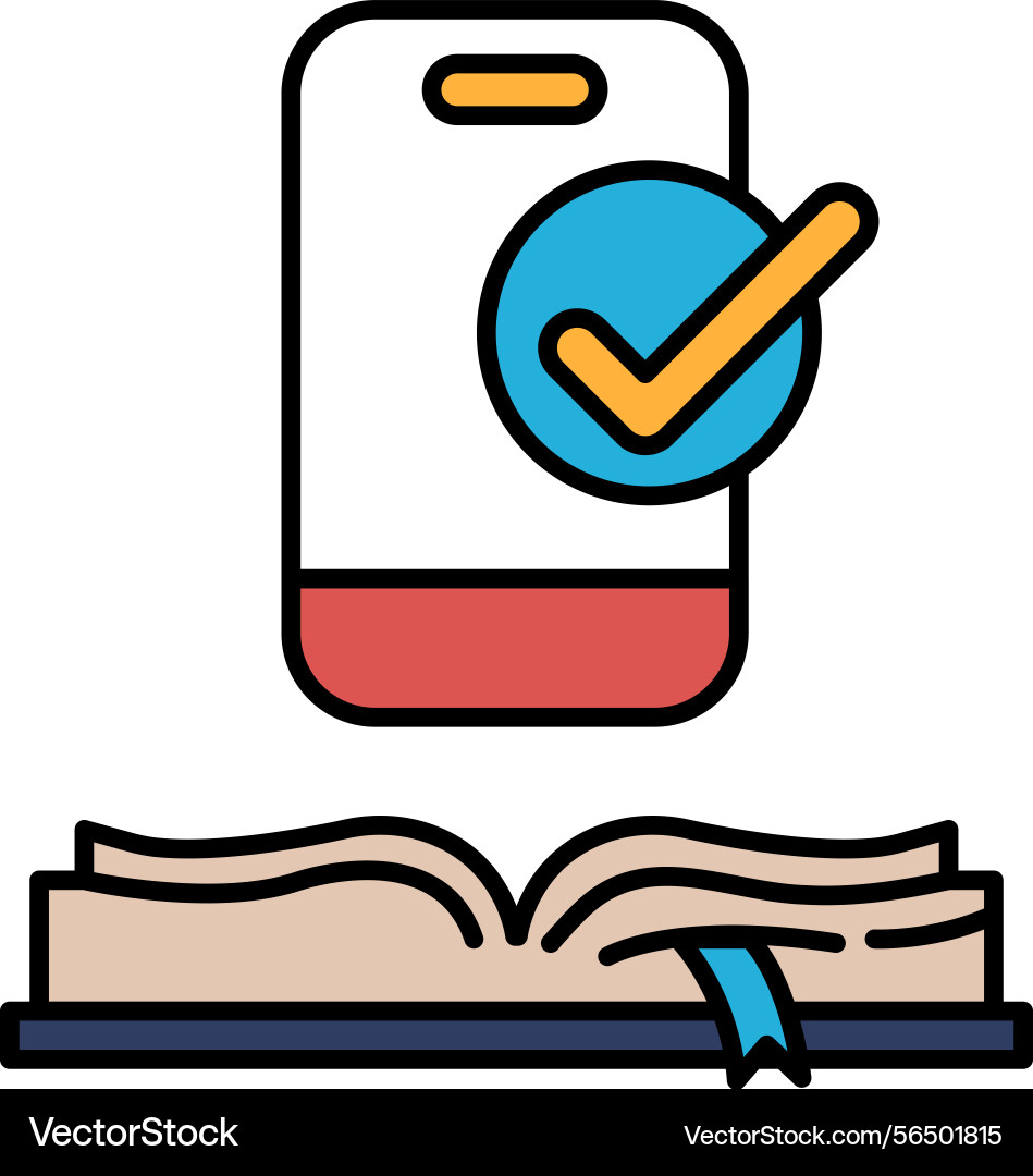 A phone is displayed with check mark Vector Image