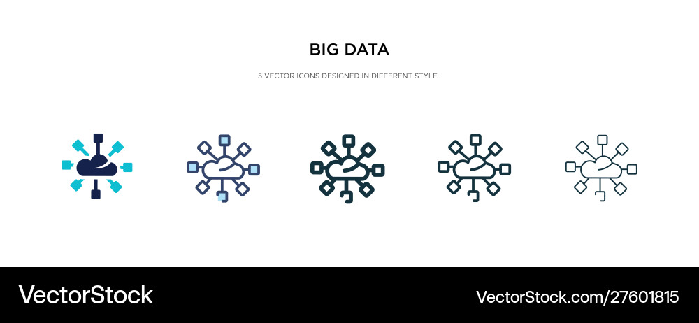 Big data icon in different style two colored Big data icon in different style two colored Vector Image