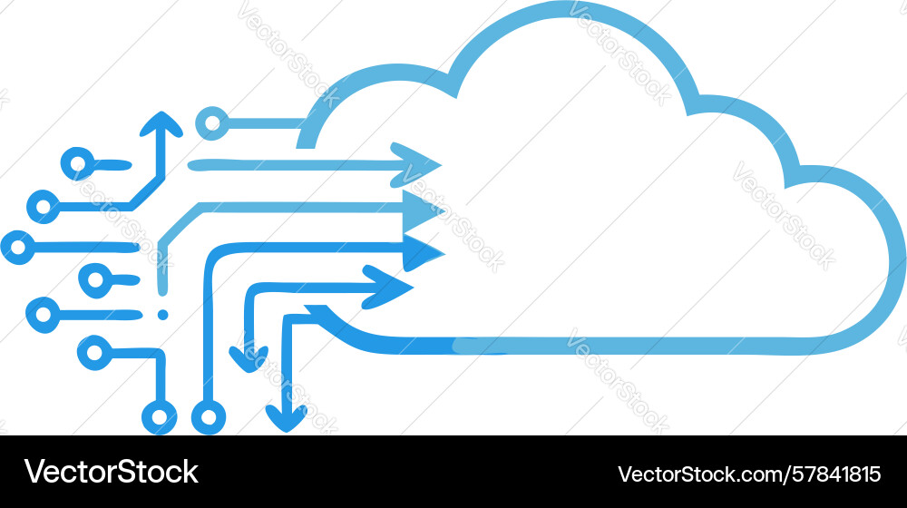 Cloud with integrated circuitry lines ai Vector Image