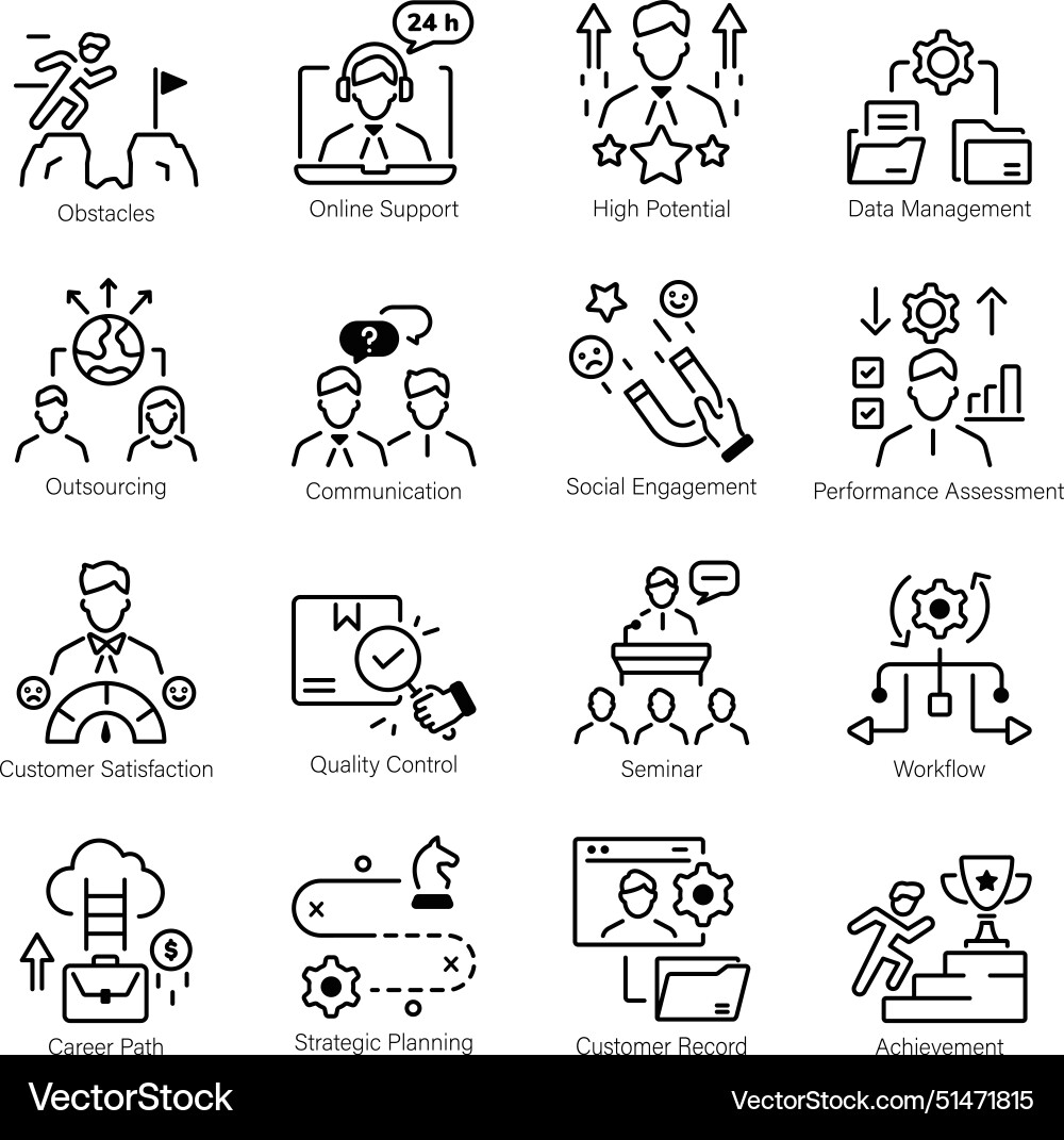 Collection of project handling outline icons Collection of project handling outline icons vector image