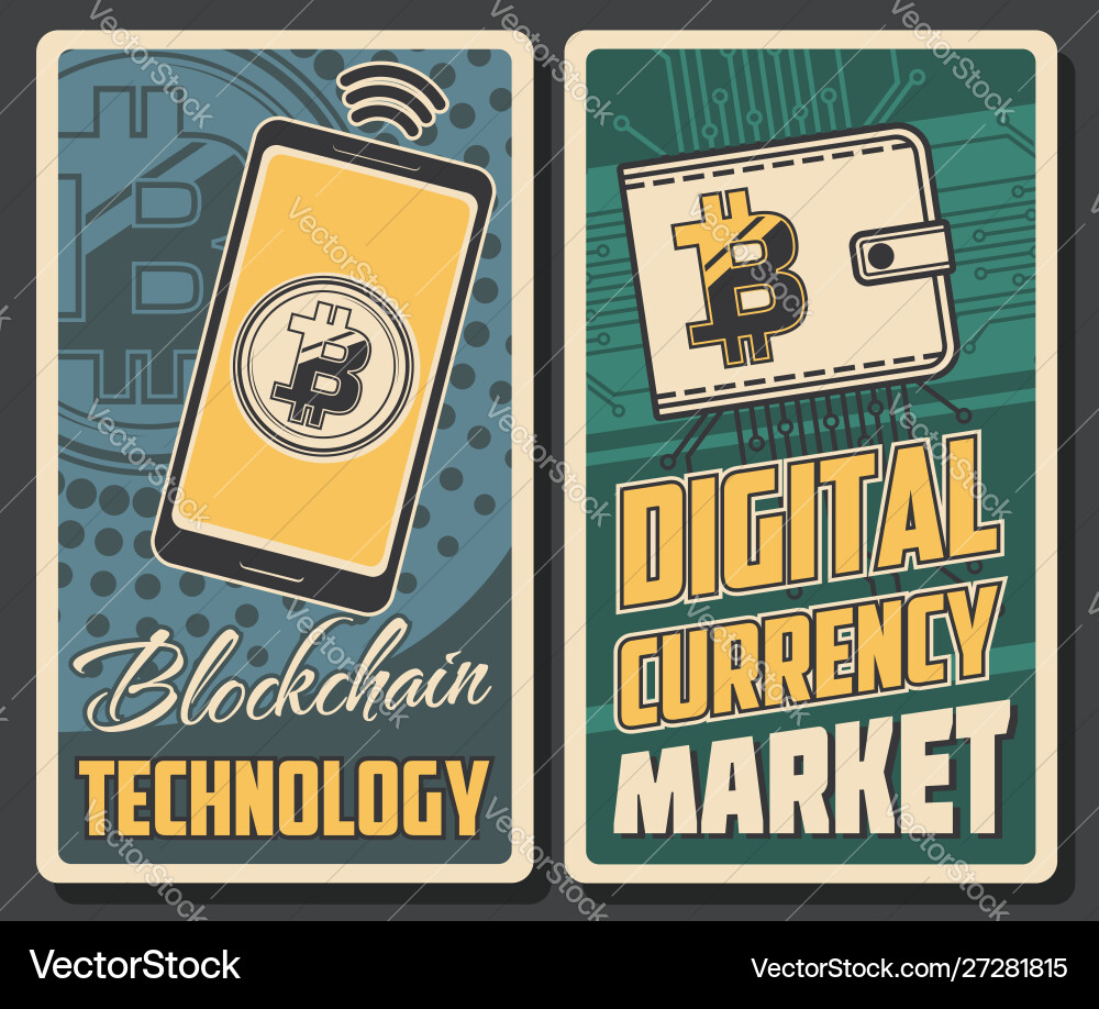 Cryptocurrency bitcoin digital currency market Cryptocurrency bitcoin digital currency market vector image