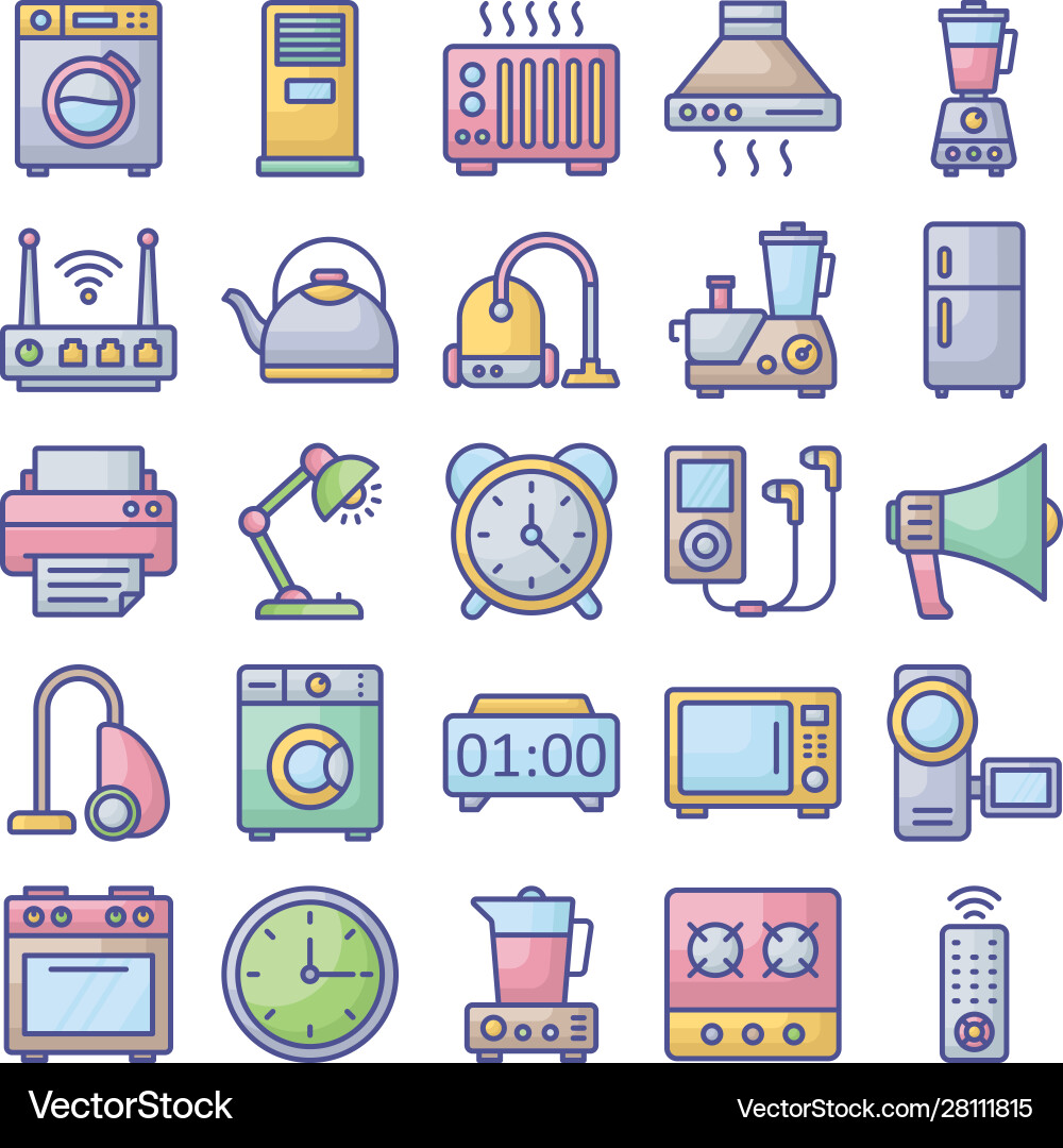 Electronics isolated icons set every singl Electronics isolated icons set every singl vector image
