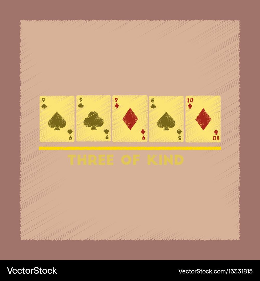 Flat shading style icon three of a kind Vector Image