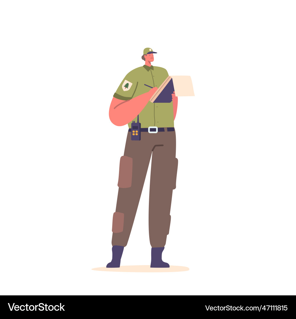 Forester ranger character writes in notepad issue Forester ranger character writes in notepad issue Vector Image