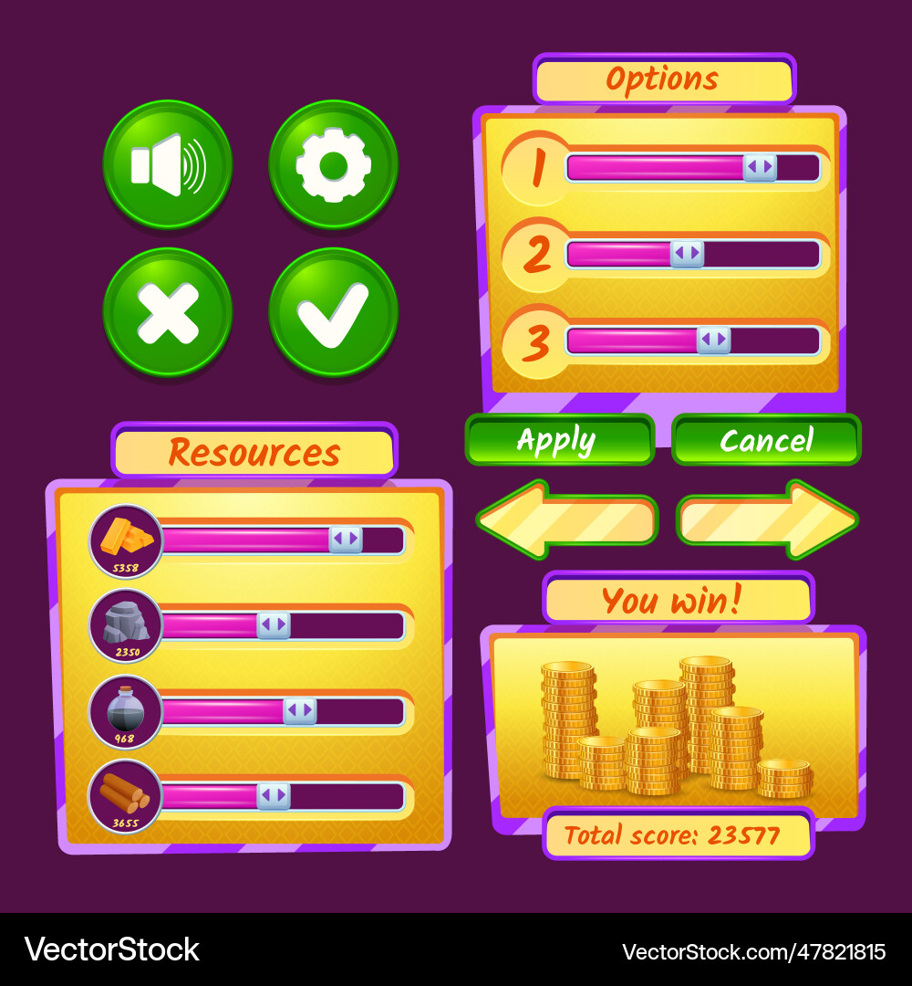 Game interface icons vector image