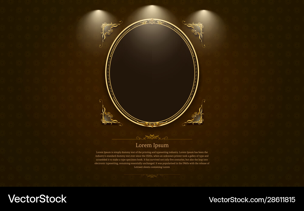 Gold frame circle border picture and pattern Gold frame circle border picture and pattern vector image