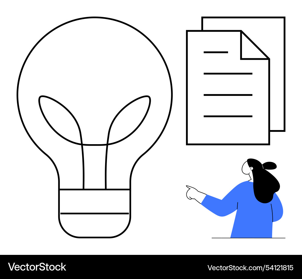 Light bulb idea and list documents with person Light bulb idea and list documents with person vector image