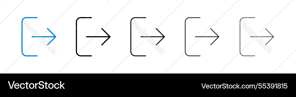Log out icons in five different stroke sizes vector image