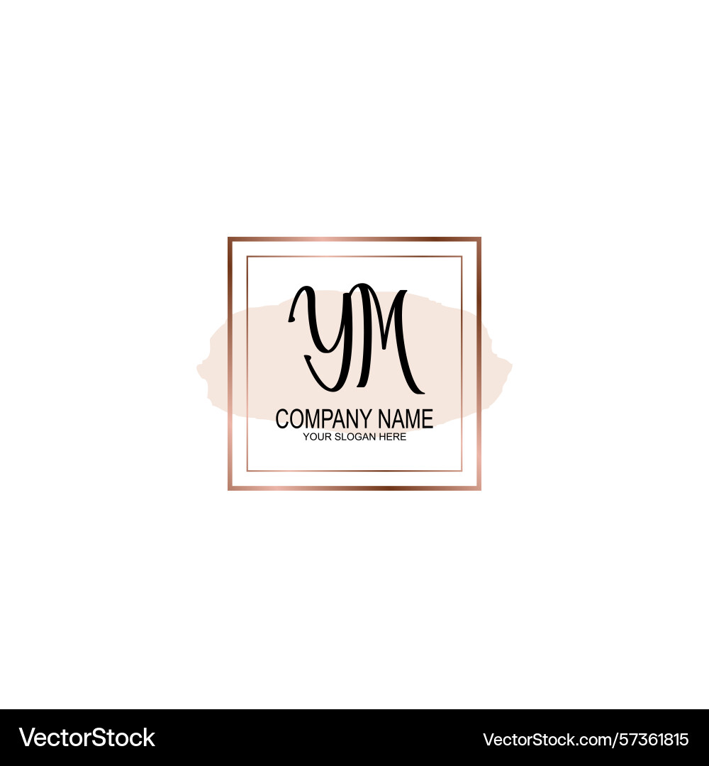 Minimalist handwritten ym initial logos with soft Vector Image