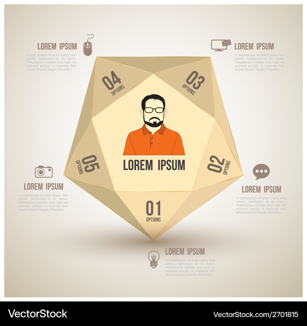 Polygon with icons number options vector image