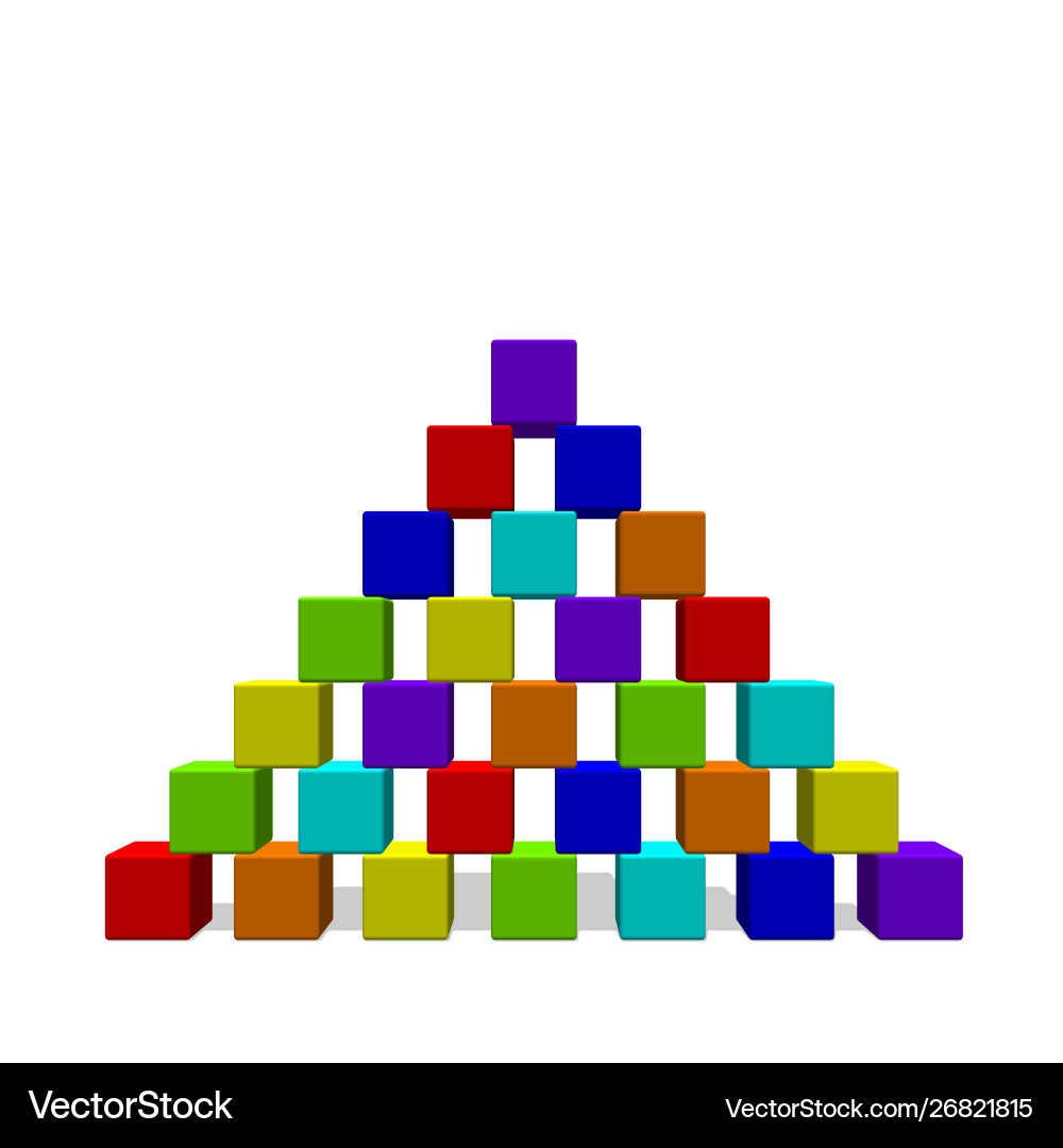 Pyramid from toy building blocks colorful front vector image