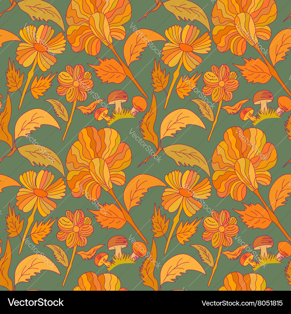 Seamless botanic printed pattern Vector Image