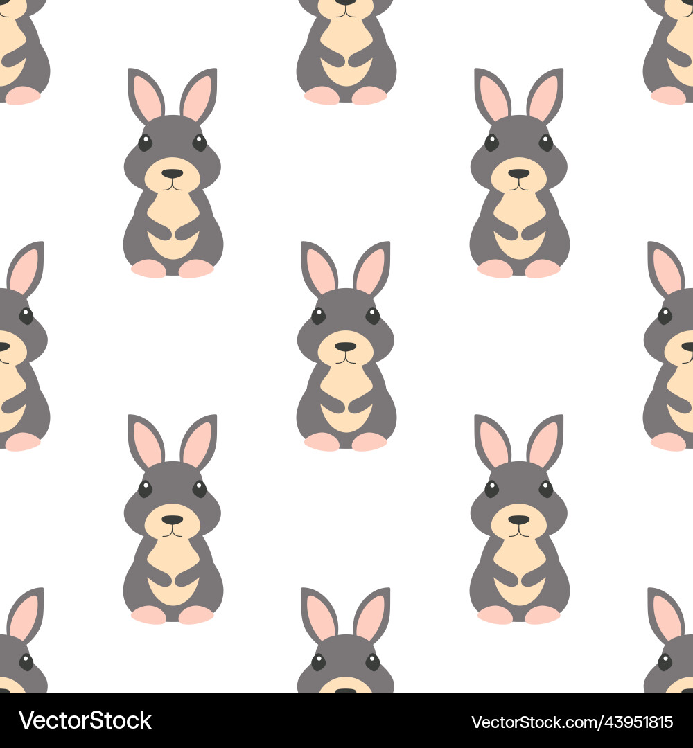 Seamless pattern with rabbit in flat style vector image