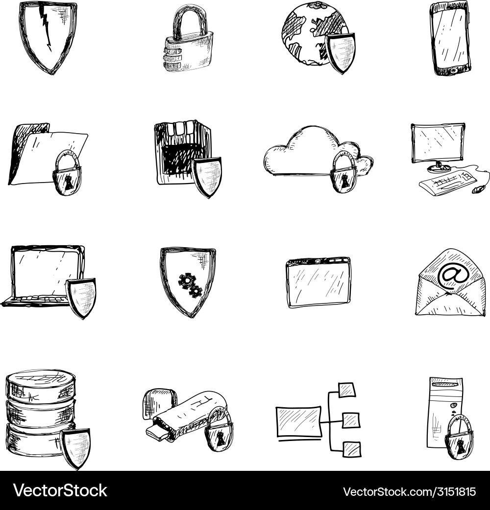 Secure Data Protection Icons Vector Image