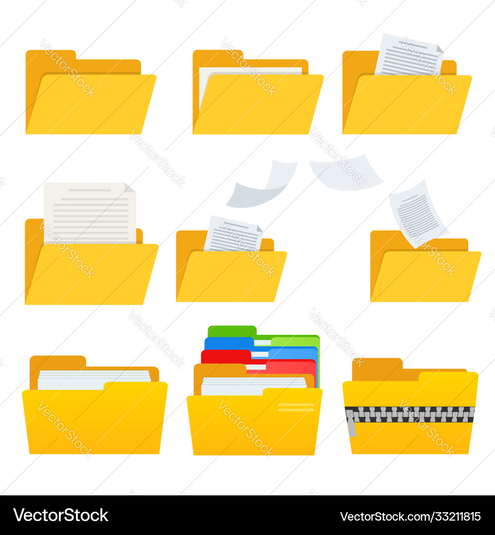 Set yellow web computer folder icon Set yellow web computer folder icon vector image