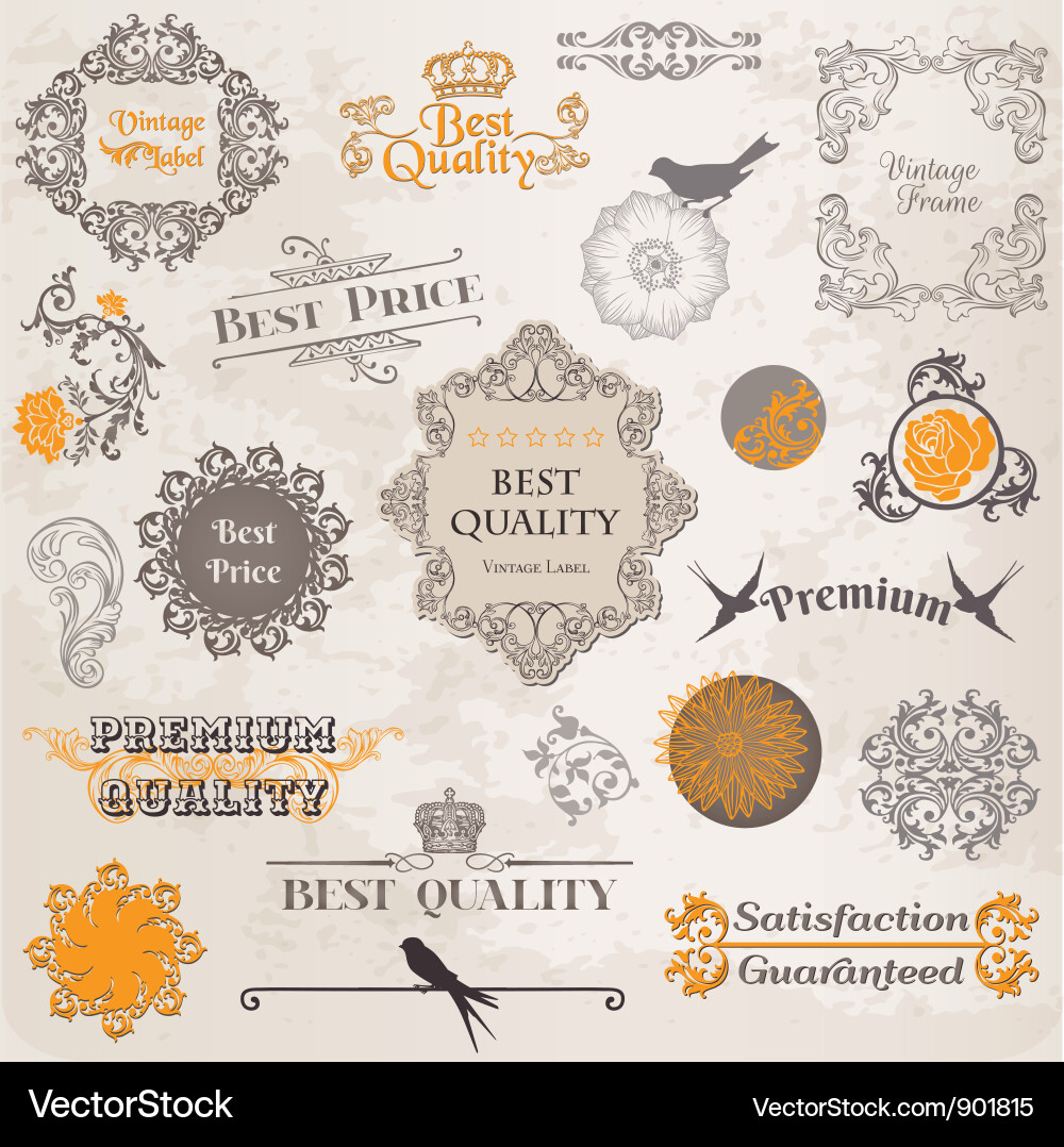Vintage Floral Label Set vector image