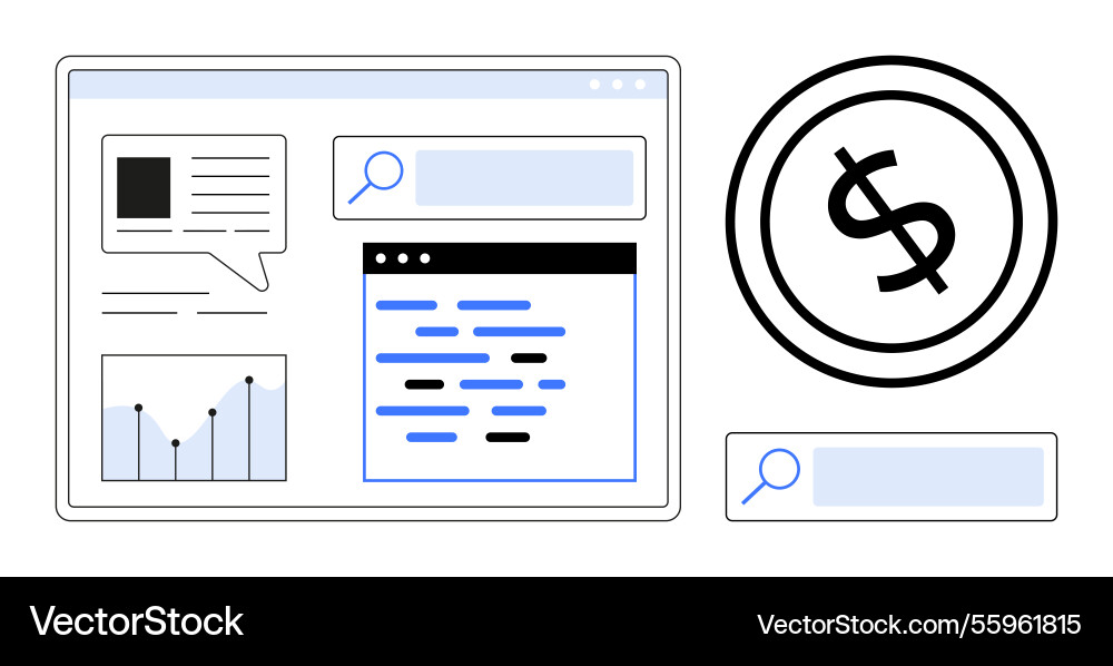 Web analytics with search and revenue insights Web analytics with search and revenue insights vector image
