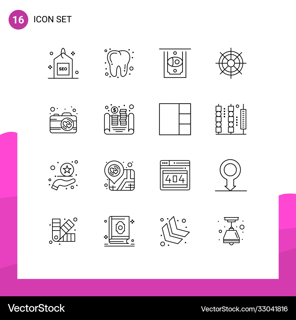 16 universal outlines set for web and mobile vector image