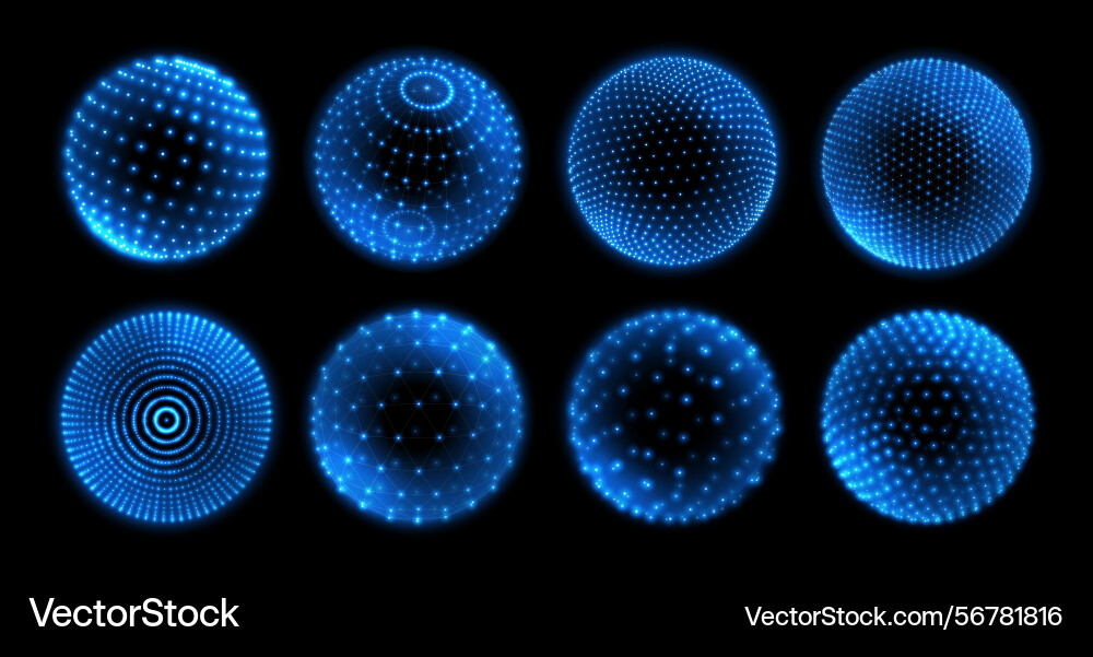 Abstract 3d grid sphere with glowing dots Abstract 3d grid sphere with glowing dots vector image