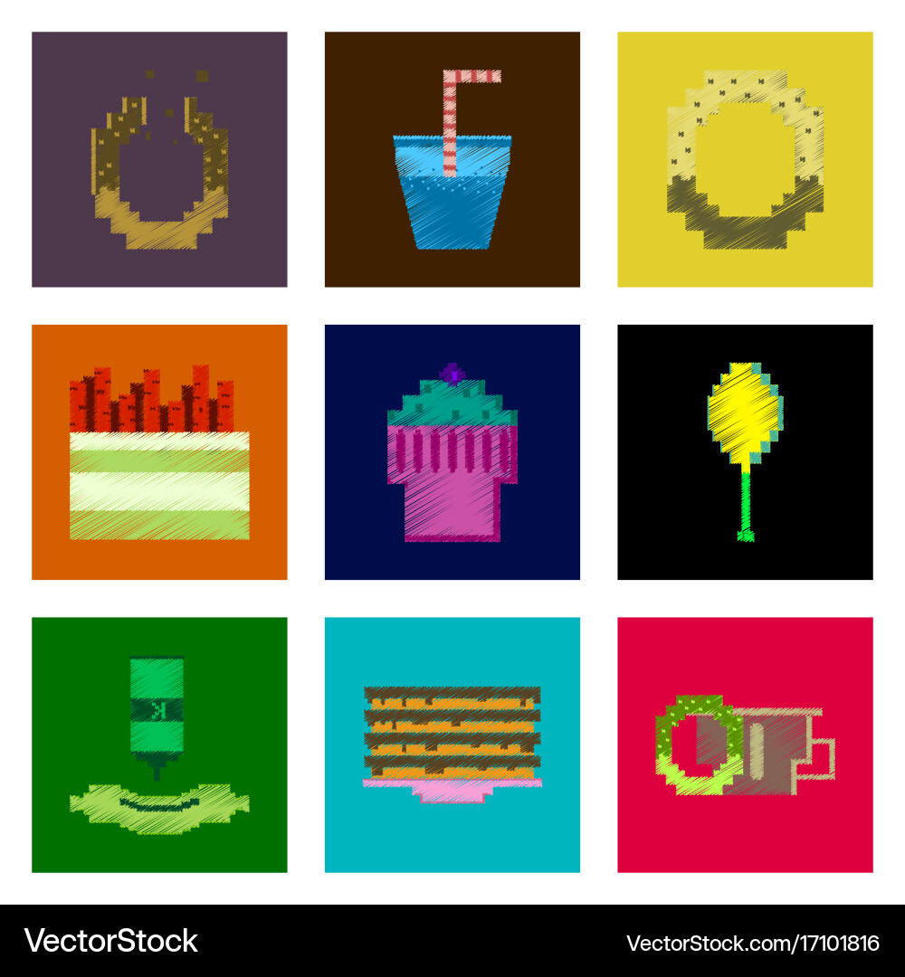 Assembly of flat shading style pixel icon fast Vector Image