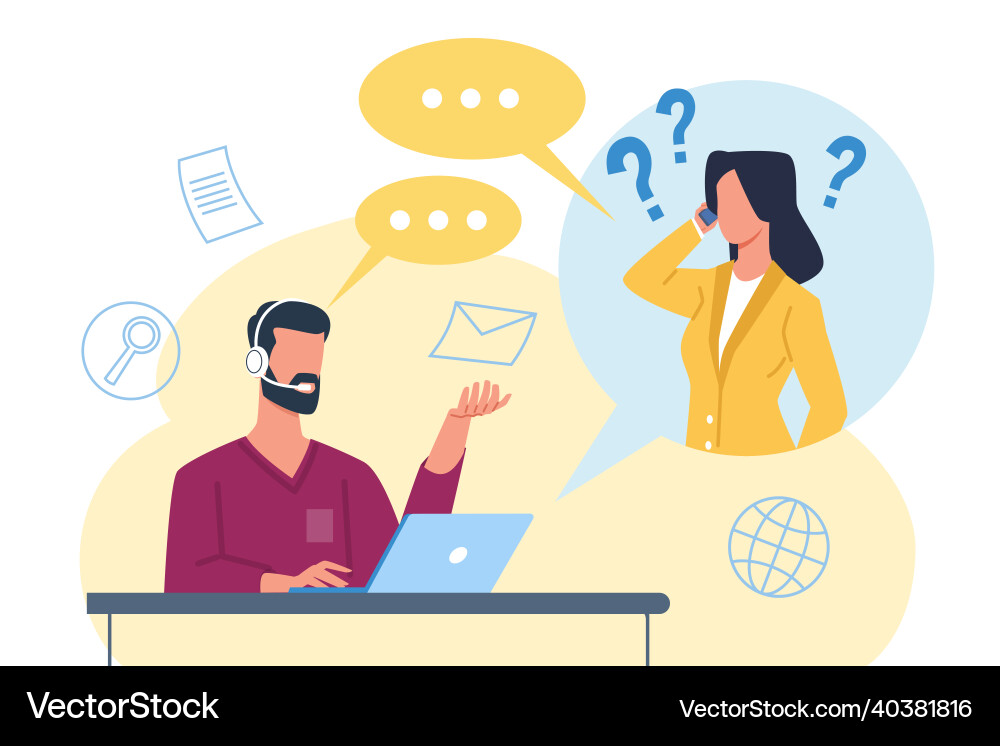 Call center customer support hotline service vector image