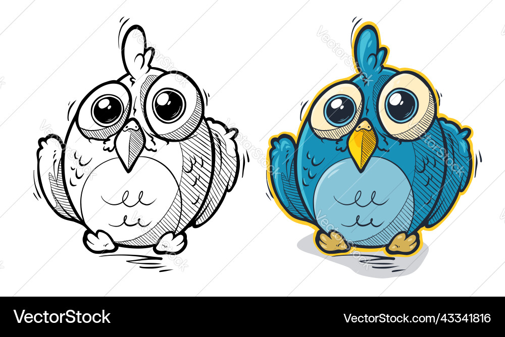 Cartoon funny cute blue pigeon bird icon Cartoon funny cute blue pigeon bird icon vector image