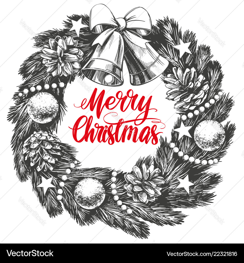 Christmas wreath calligraphy lettering text symbol Christmas wreath calligraphy lettering text symbol vector image
