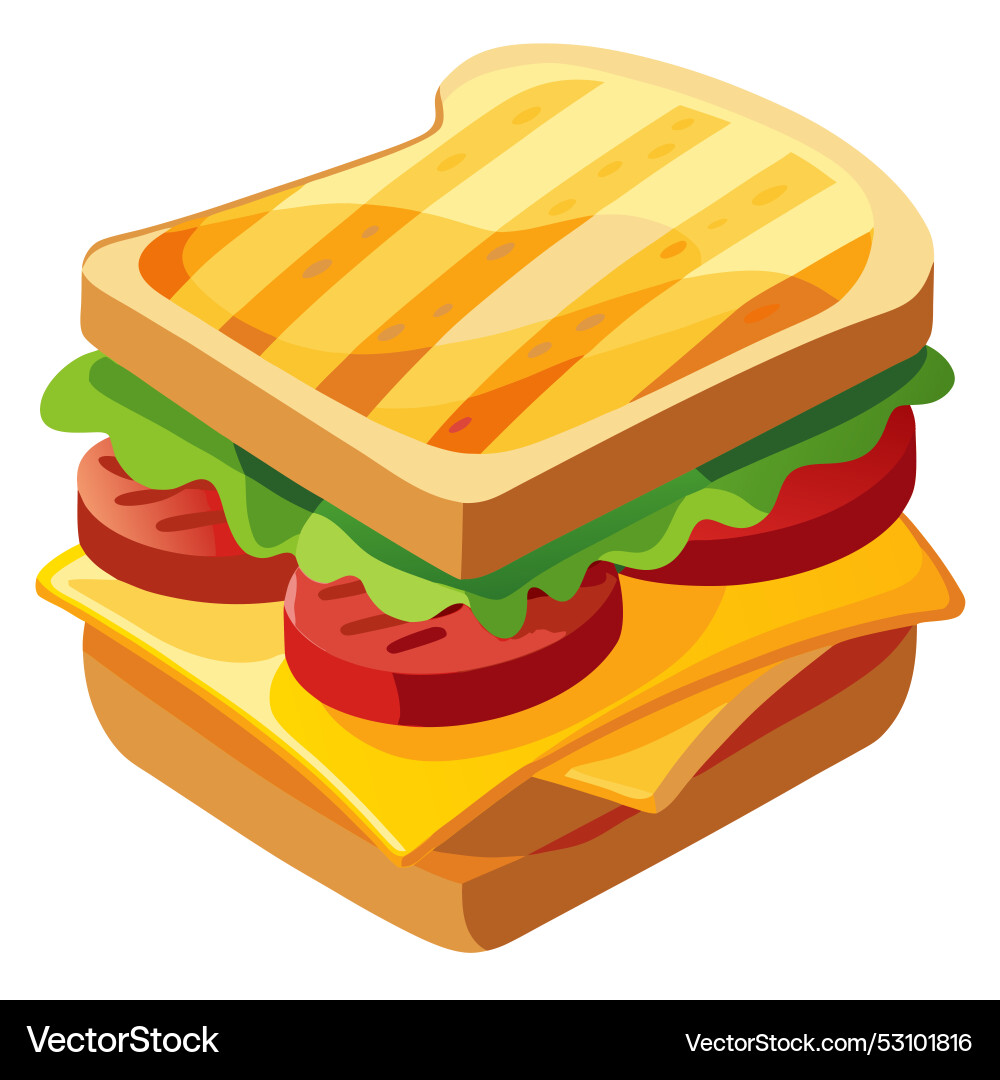 Delicious grilled sandwich with crispy bacon Vector Image