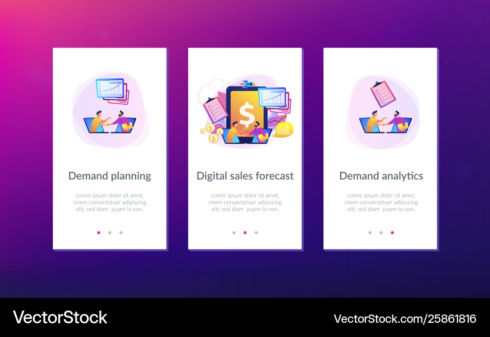 Demand planning app interface template Demand planning app interface template vector image