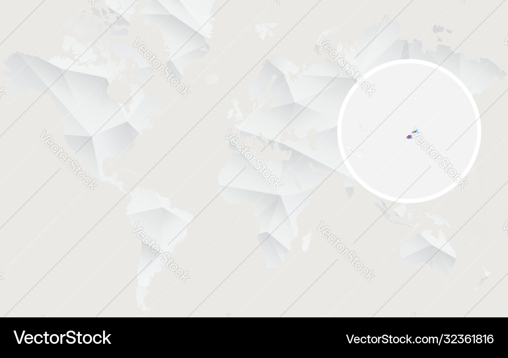 Fiji map with flag in contour on white polygonal vector image