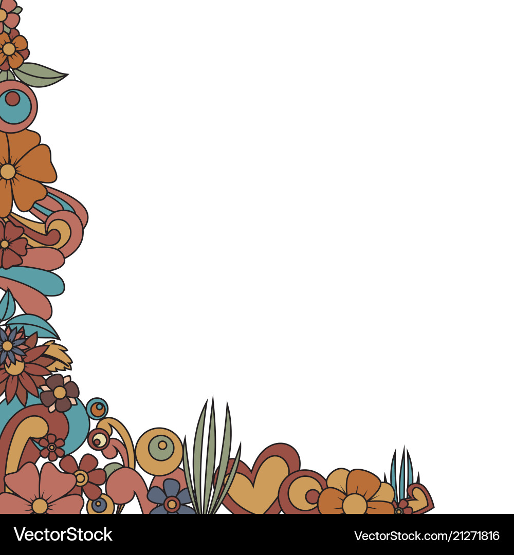 Frame in tangle style pattern with bright flower vector image