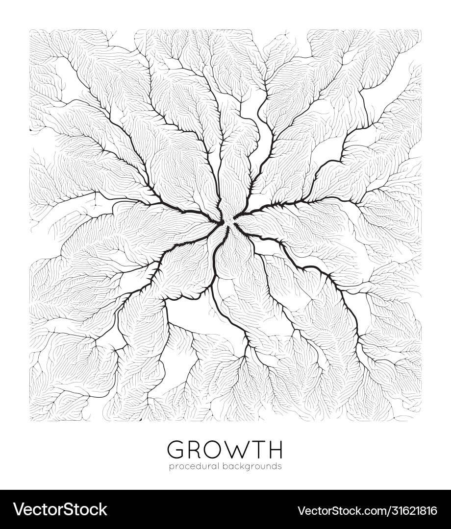 Generative branch growth pattern square Generative branch growth pattern square vector image