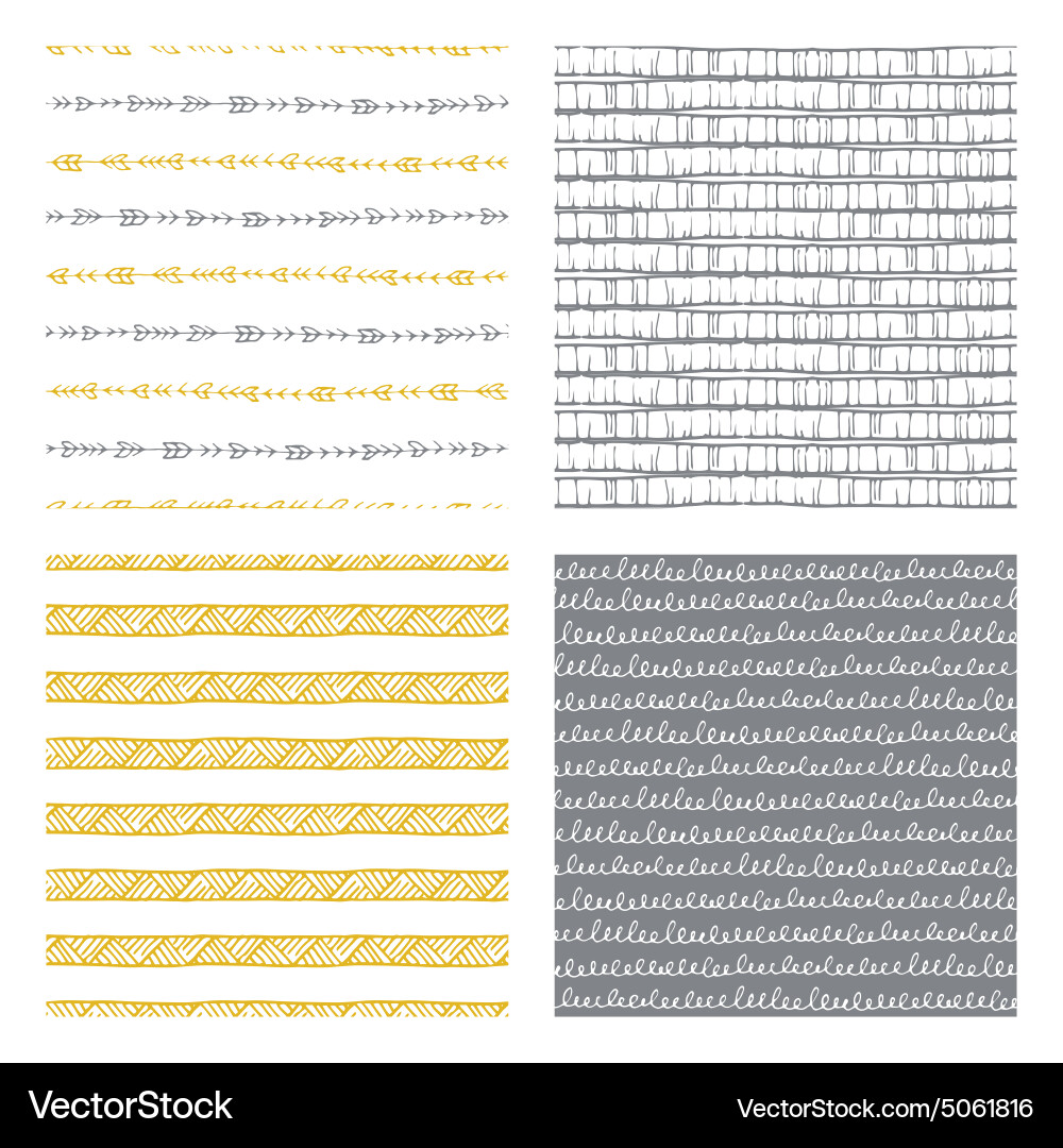 Hand drawn seamless patterns Royalty Free Vector Image