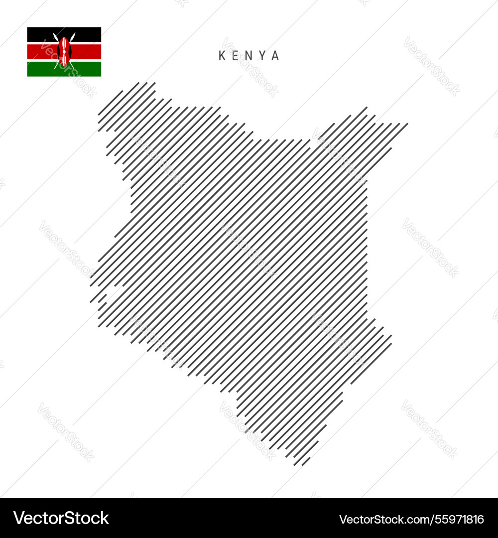 Kenya map from pattern of black slanted parallel vector image