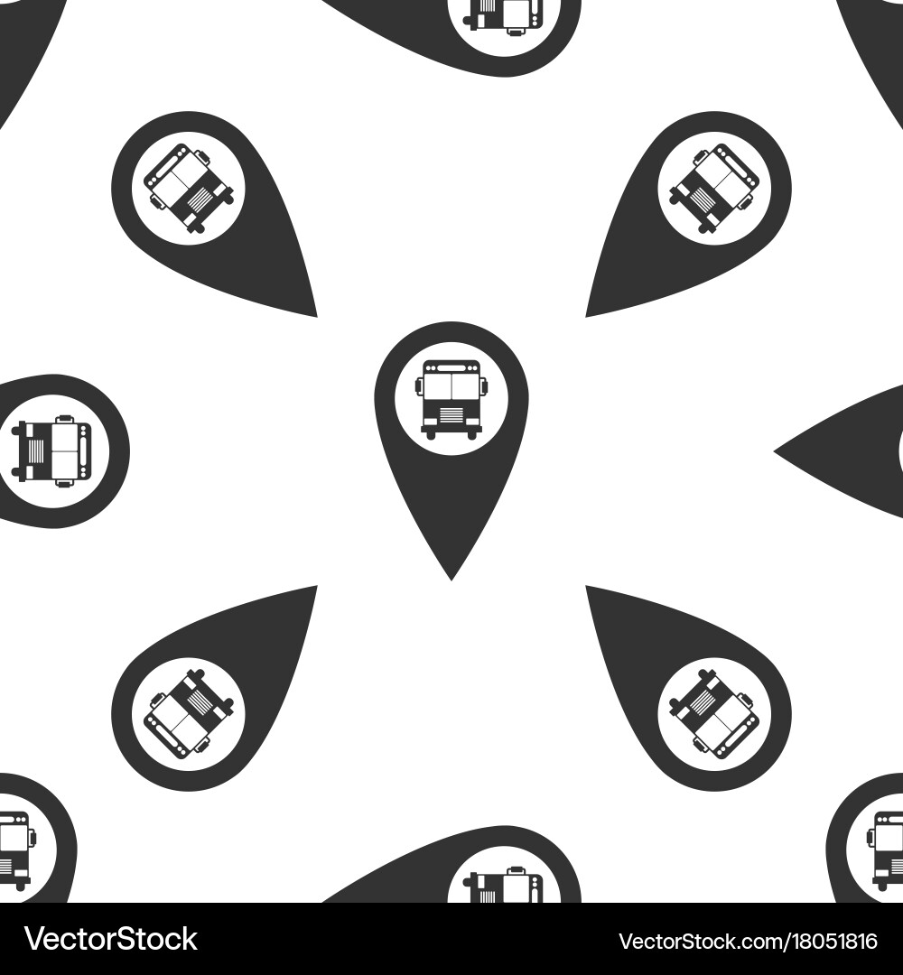 Map pointer with bus icon seamless pattern Vector Image