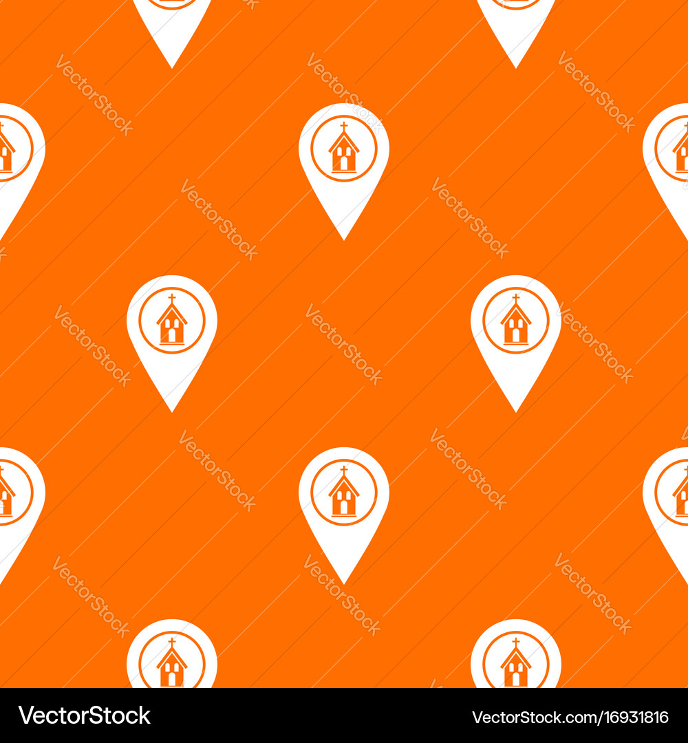 Map pointer with church pattern seamless vector image