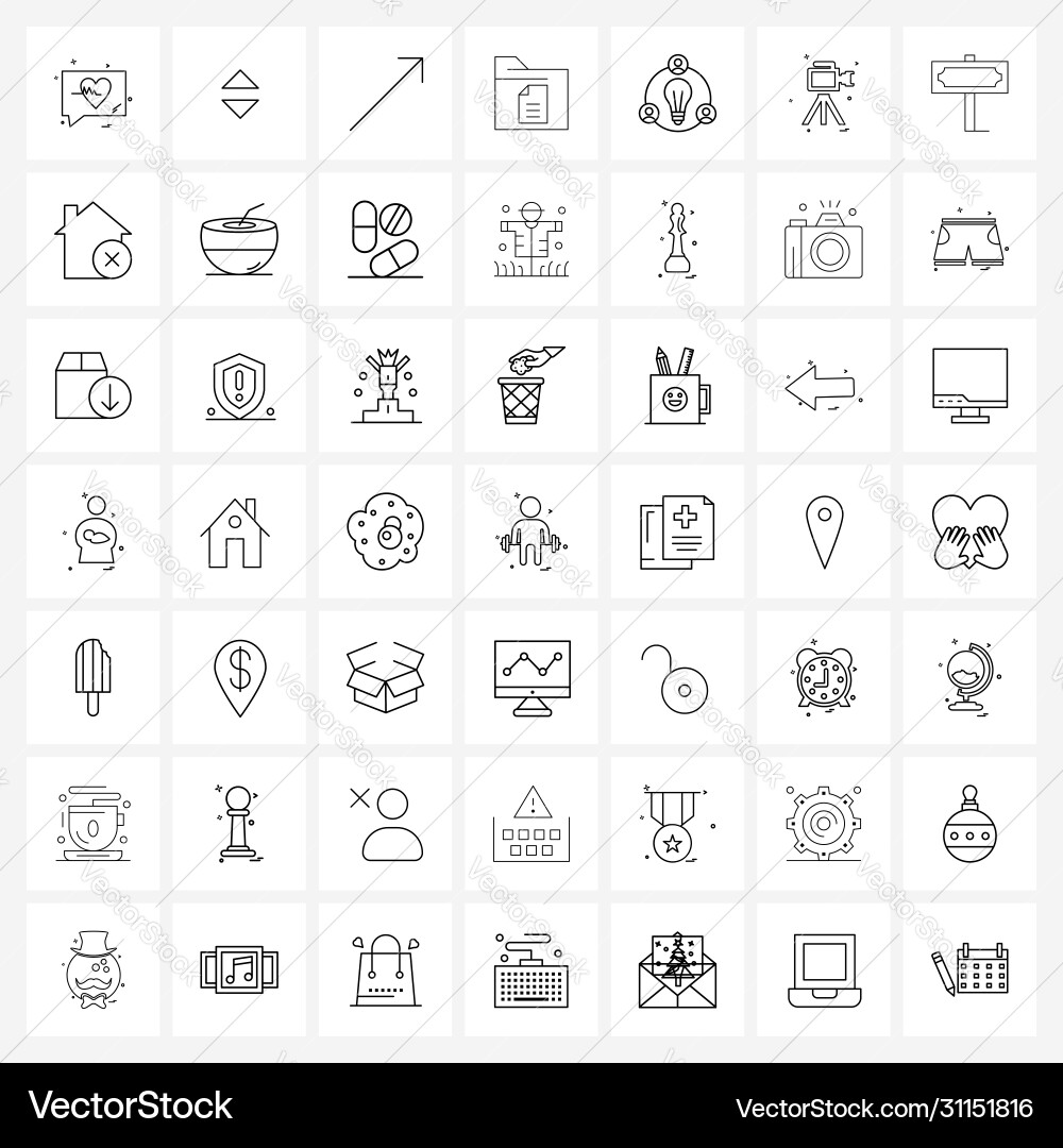 Modern style set 49 line pictograph grid based Vector Image