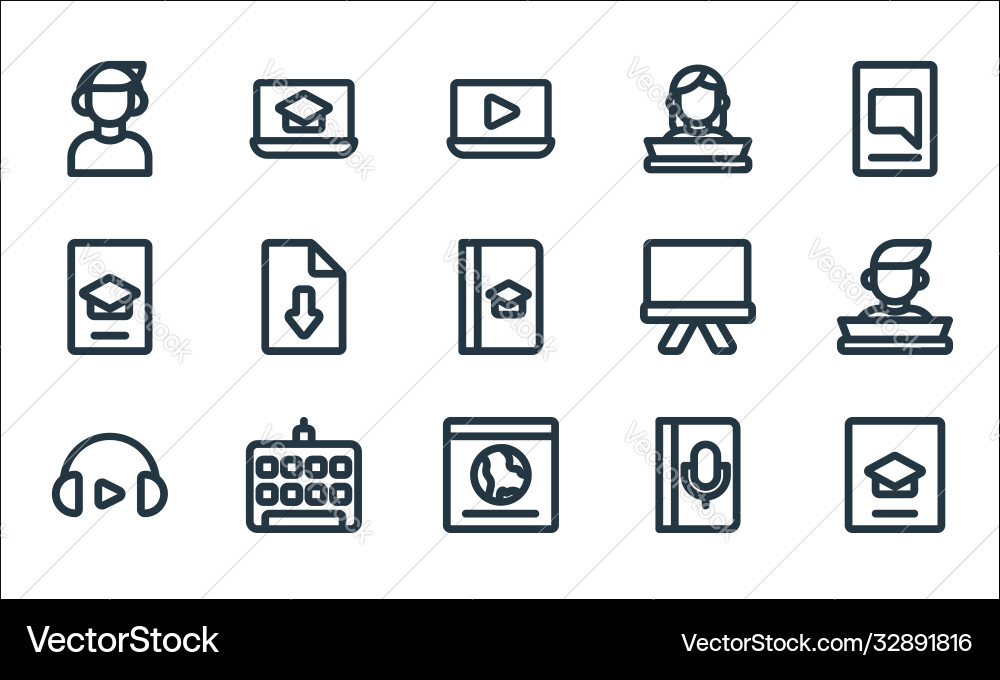 Online learning line icons linear set quality Online learning line icons linear set quality vector image