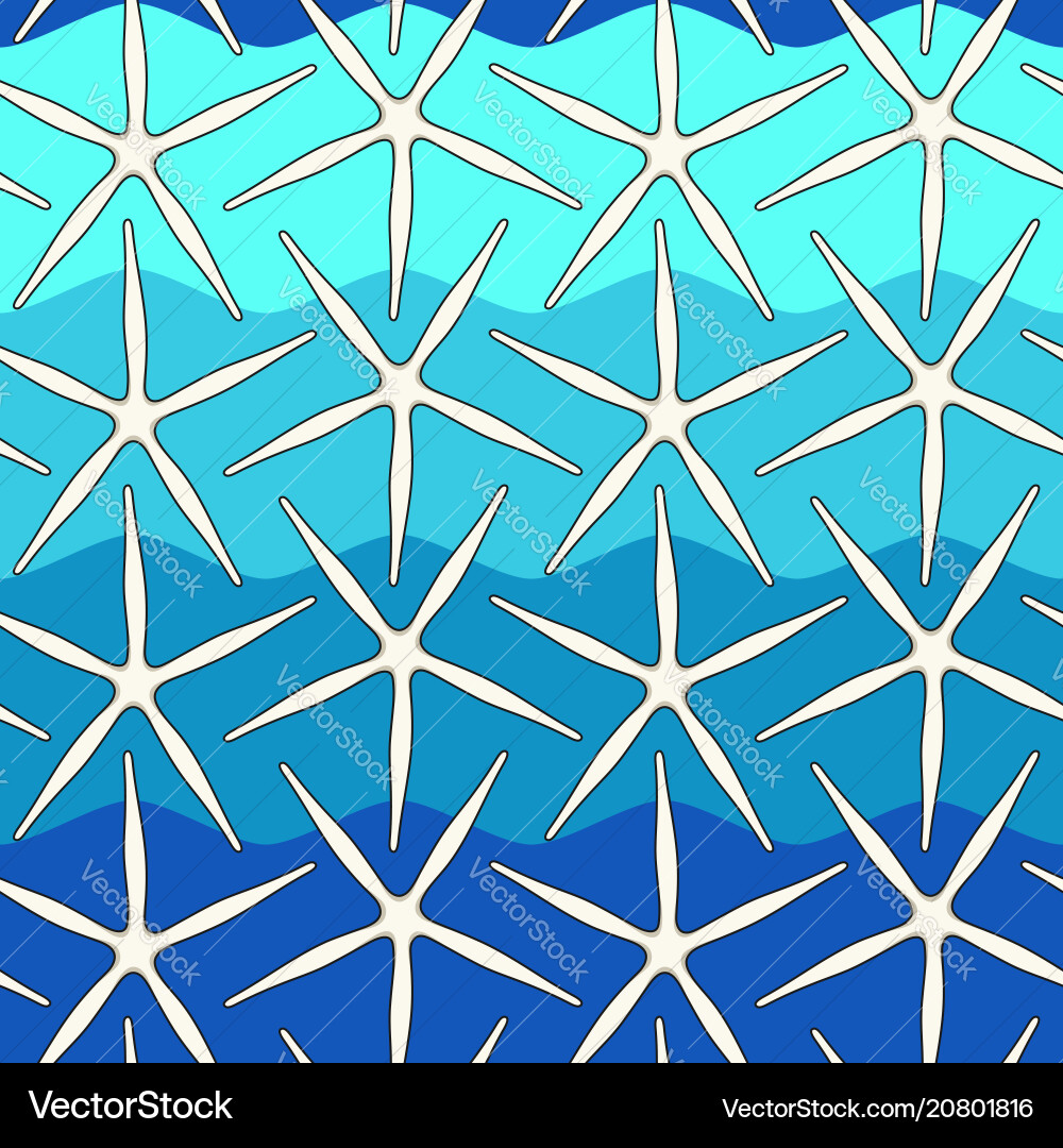 Seamless color pattern with starfish vector image