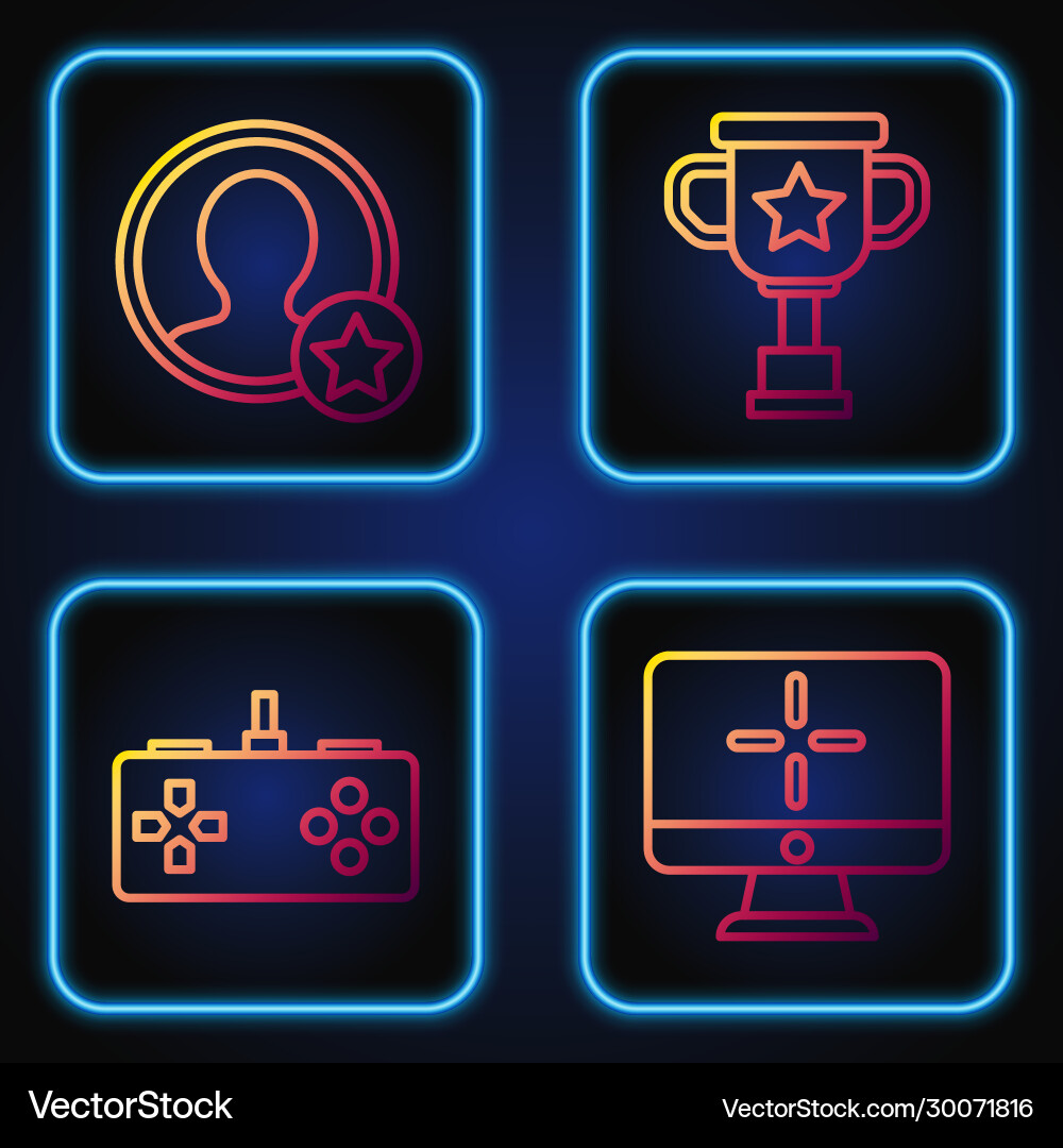 Set line computer monitor gamepad premium create Set line computer monitor gamepad premium create vector image