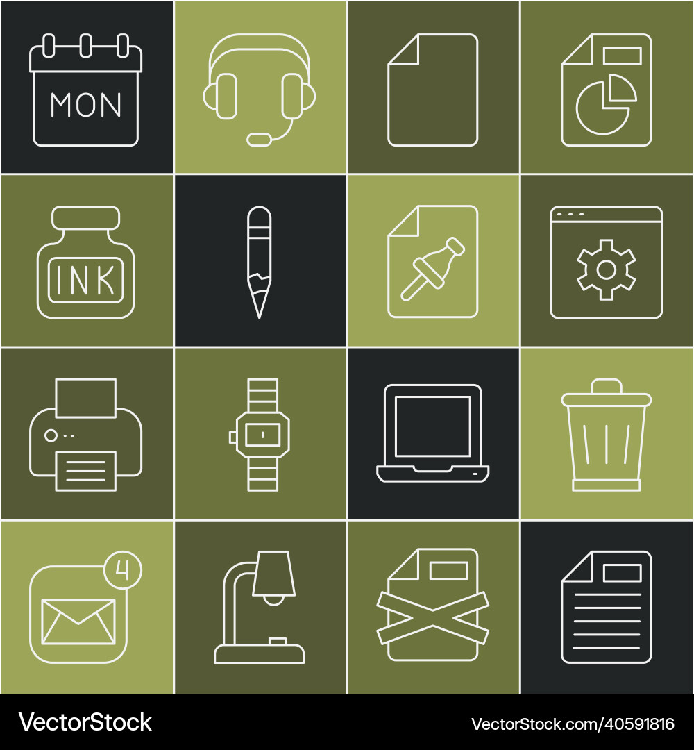 Set line file document trash can browser setting Set line file document trash can browser setting vector image