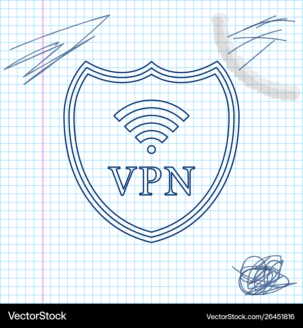 Shield with vpn and wifi wireless internet network vector image