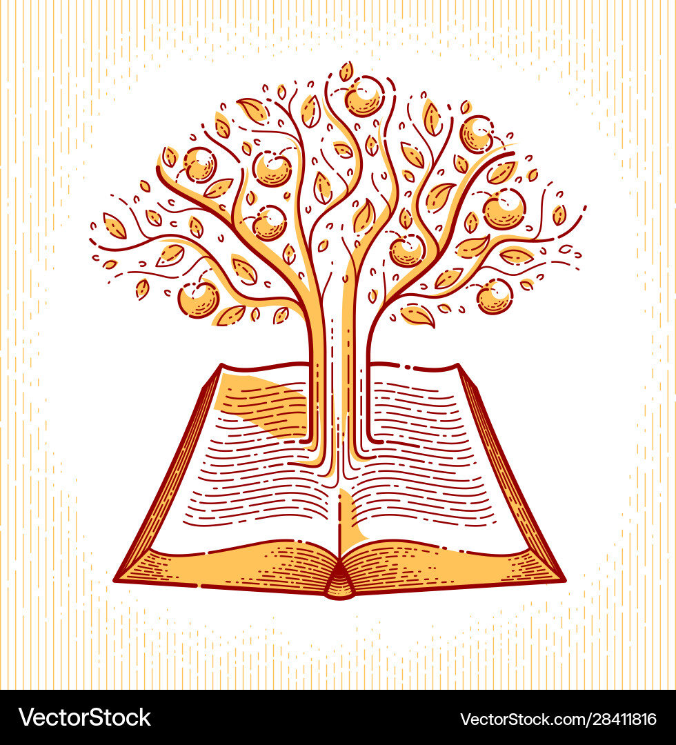 Tree growing from text lines an open vintage Vector Image