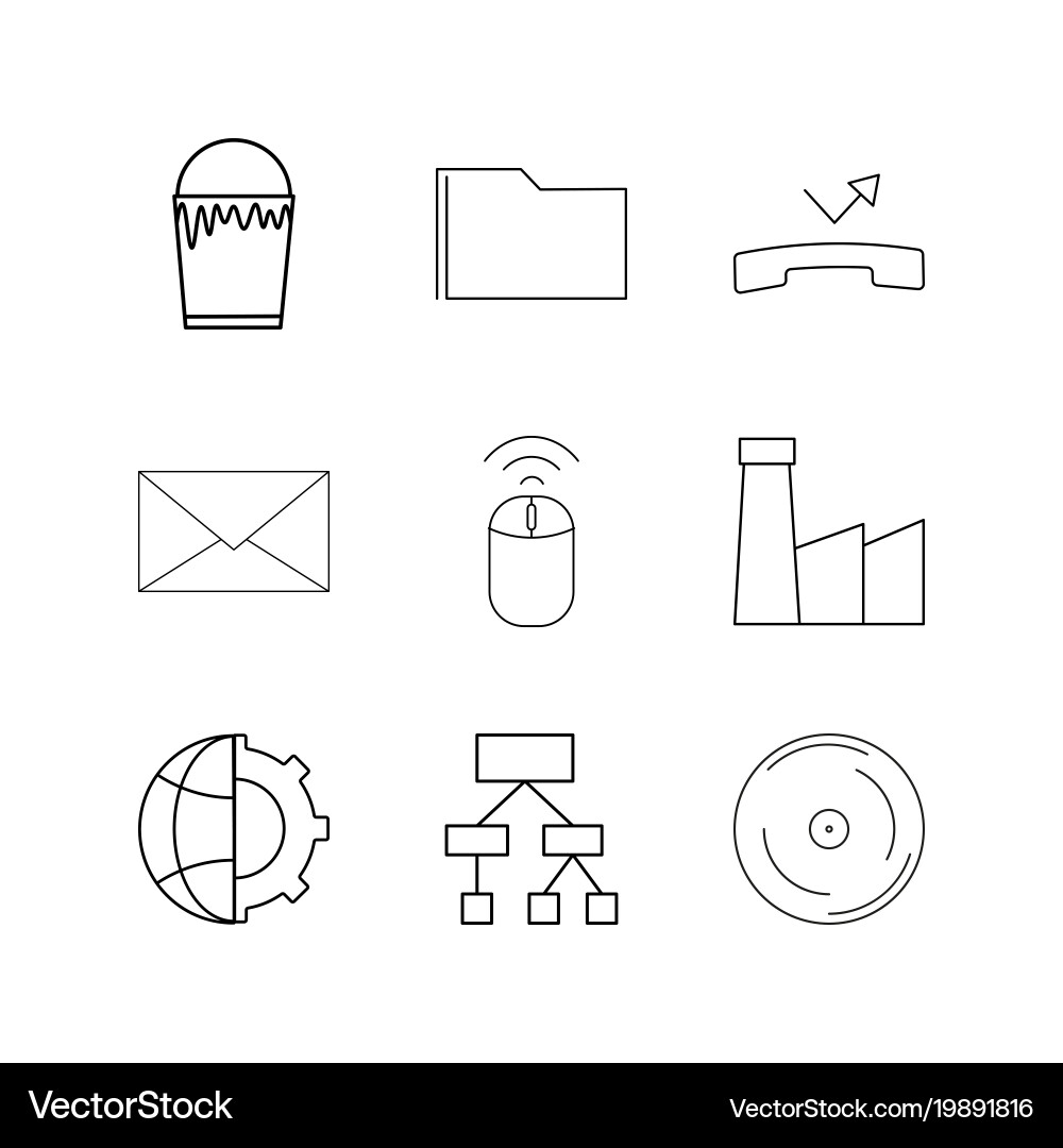 Web linear icon set simple outline icons vector image