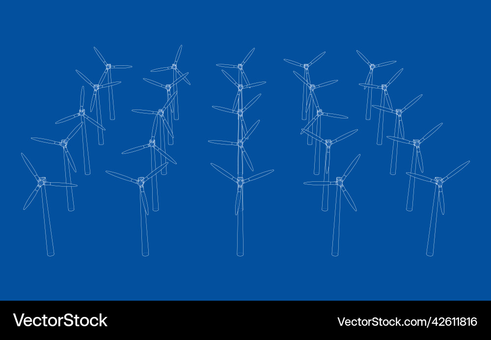 Wind turbines rendering of 3d Wind turbines rendering of 3d Vector Image