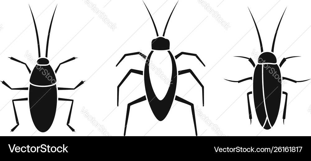 Cockroach insect icons set simple style Cockroach insect icons set simple style Vector Image