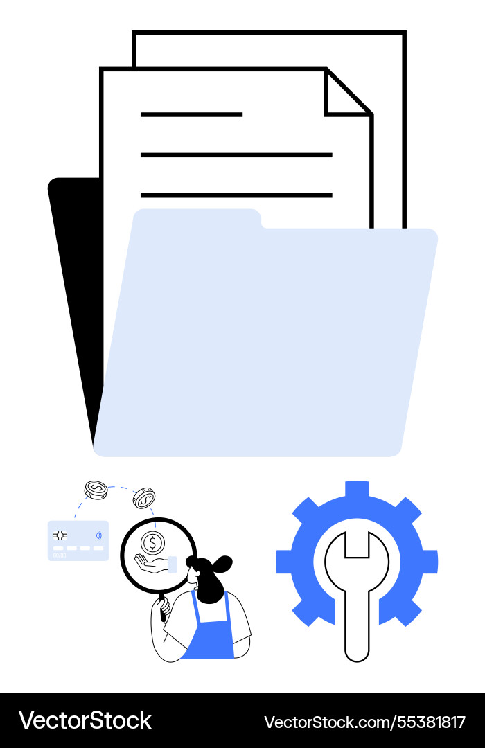 Document management system represented by folder vector image